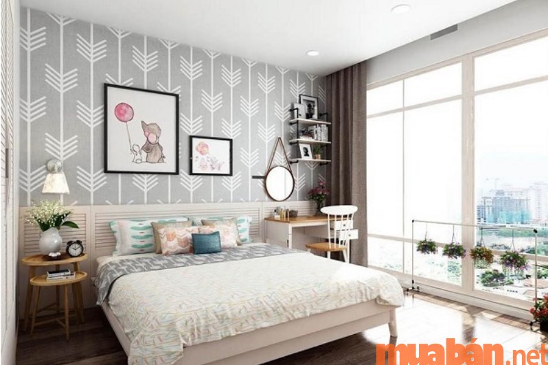 Phong cách giấy dán tường 3D phòng ngủ vintage