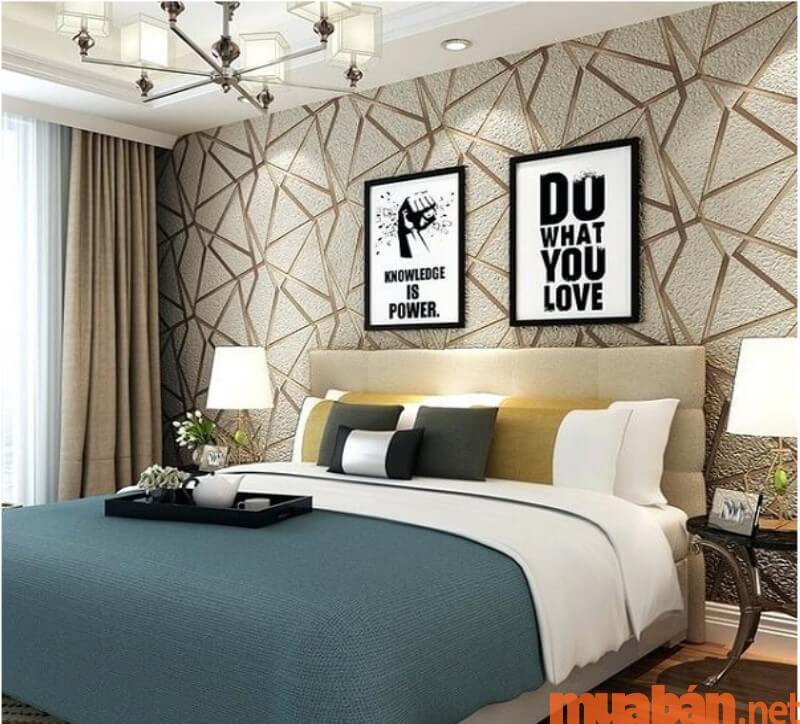 Phong cách giấy dán tường 3D phòng ngủ hiện đại