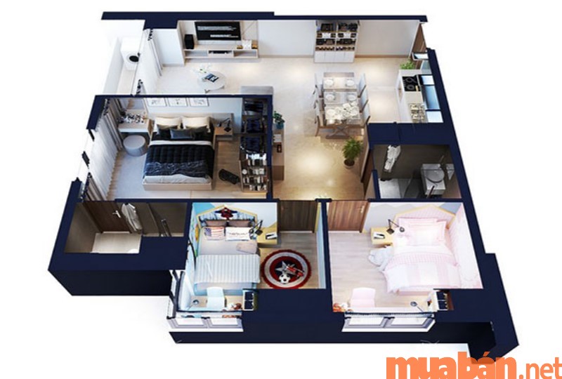 Thiết kế nội thất chung cư 3 phòng ngủ diện tích 90m2