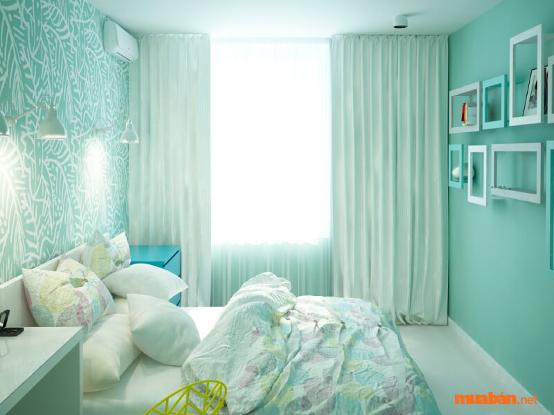 Trang trí nội thất phòng theo màu xanh ngọc