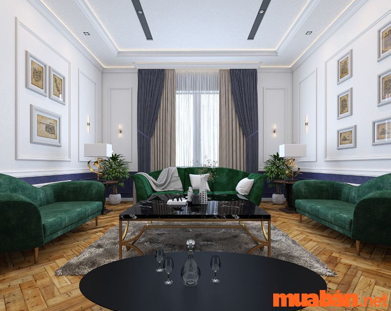Bộ sofa nổi bật trong không gian mang những màu sắc trung tính