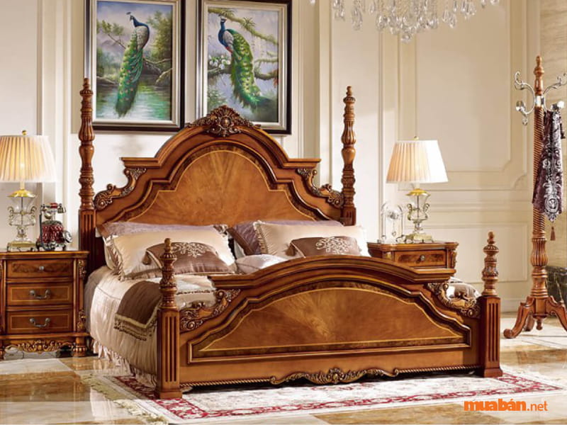 Nội thất gỗ tự nhiên phòng ngủ hiện đại kết hợp với nét xưa