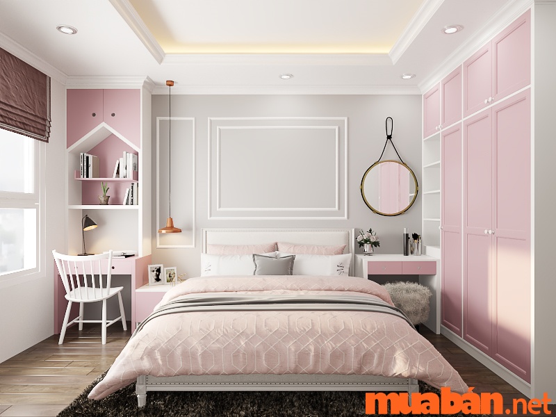 Cách trang trí phòng ngủ đẹp cho nữ đơn giản mà hiện đại 