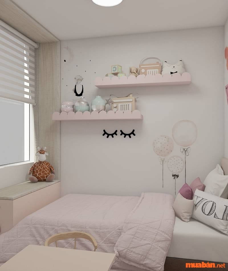 Màu hồng nhẹ khiến không gian phòng ngủ không bị sến
