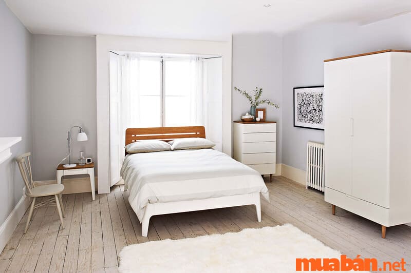 Những đường nét tinh tế đã khiến phòng ngủ màu trắng trở nên êm ái hơn