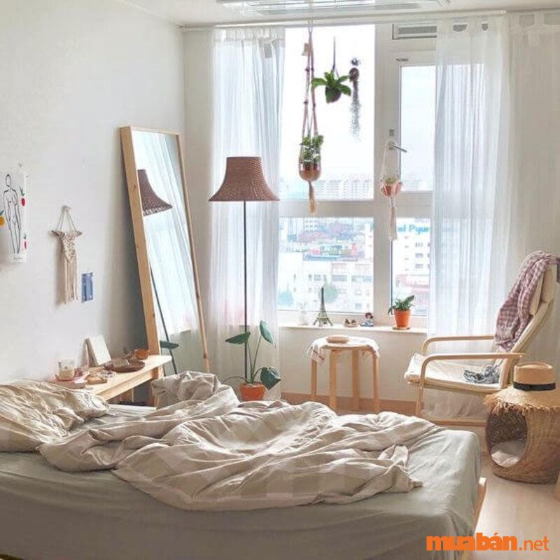 Decor phòng ngủ chill với giường ngủ tối giản
