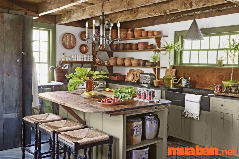 Thiết kế nhà bếp vintage này phù hợp với không gian nông thôn
