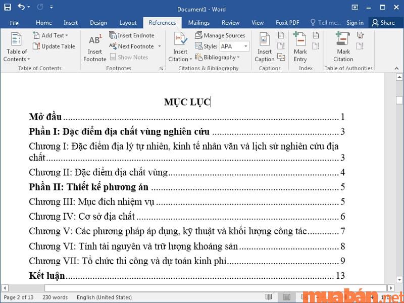 Cách làm mục lục trong word.