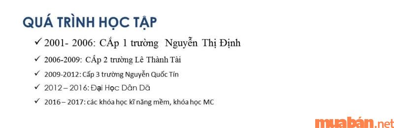 Trong CV hãy cung cấp quá trình học tập – Education