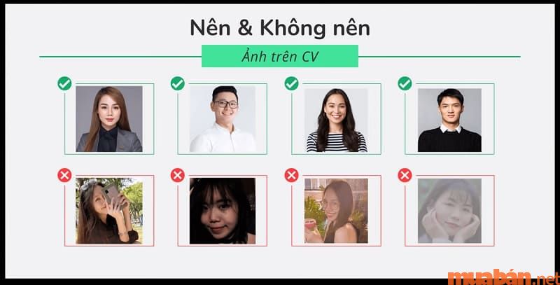 Tham khảo những hình ảnh nên và không nên khi để trong CV.