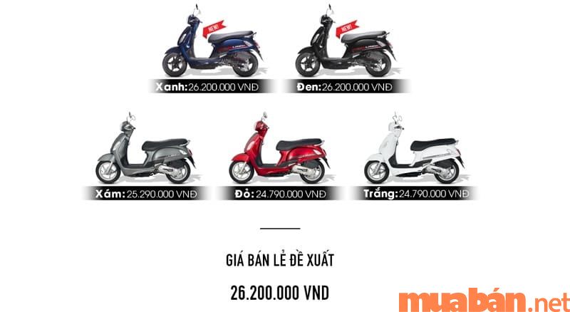 giá bán lẻ đề xuất từ 24.790.000VNĐ đến 26.200.000VNĐ, tùy màu.