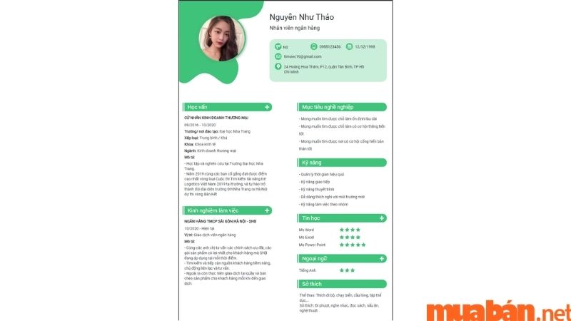 CV Ngân hàng có kinh nghiệm