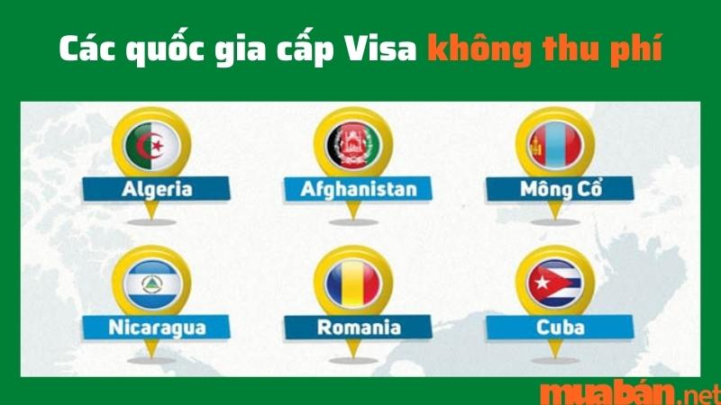 Các nước cấp visa không thu phí 