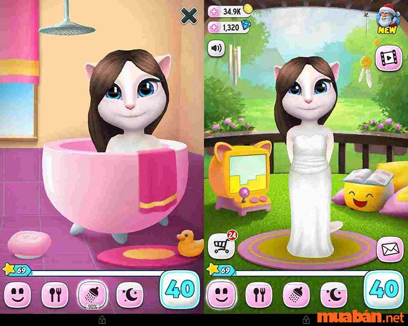 My Talking Angela là tựa game offline hay cho android mà người chơi sẽ phụ trách chăm sóc cho một cô mèo đáng yêu
