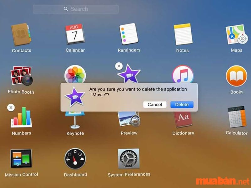 cách xóa ứng dụng trên màn hình macbook