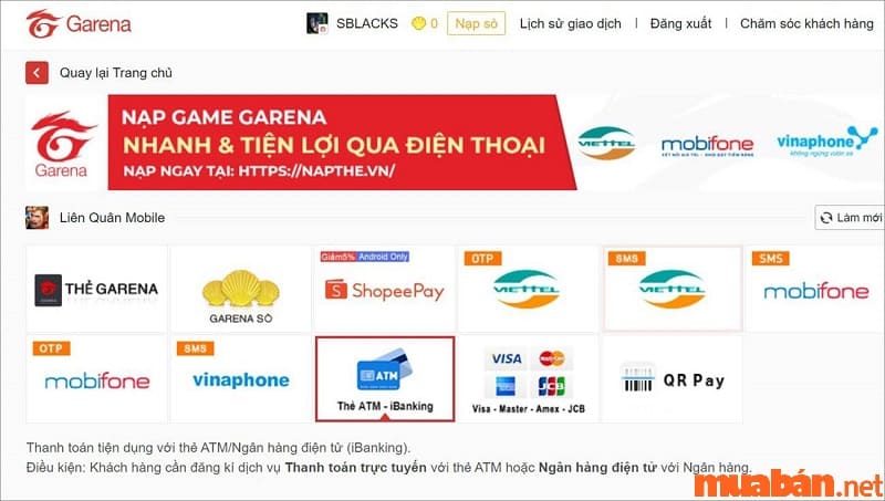 cách nạp liên quân bằng thẻ ngân hàng cách nạp liên quân bằng thẻ ngân hàng