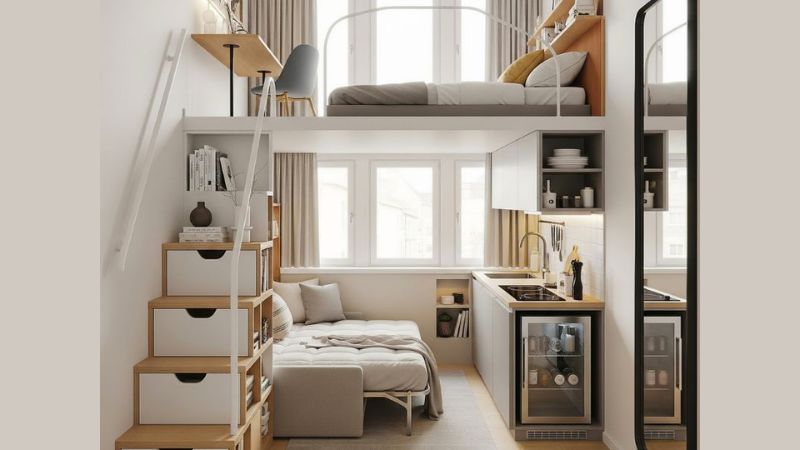 10 cách bố trí phòng trọ 12m2 đẹp, gọn gàng, tối ưu không gian Sử dụng màu sắc sáng để tạo cảm giác rộng hơn