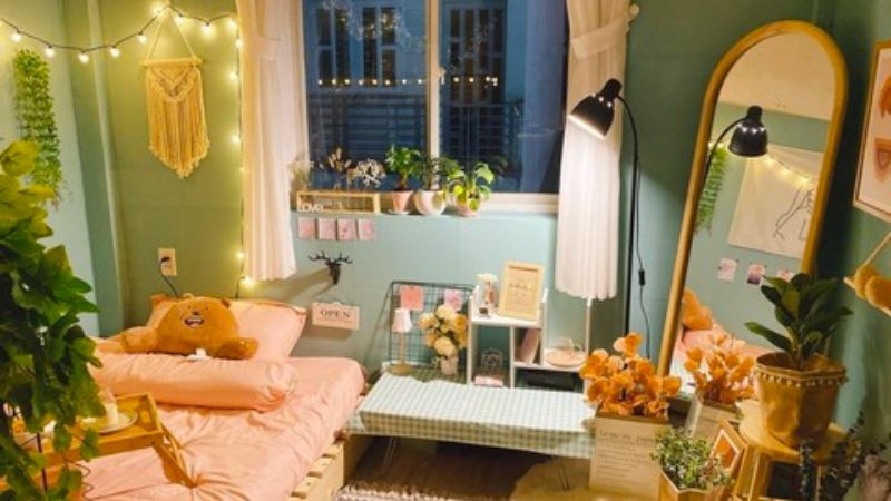 10 cách bố trí phòng trọ 12m2 đẹp, gọn gàng, tối ưu không gian Decor phòng trọ bằng gương giúp tạo cảm giác rộng hơn