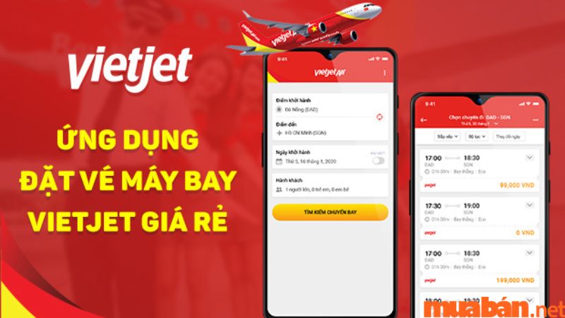 Ứng dụng đặt vé máy bay Vietjet Air