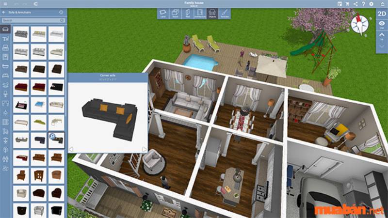 Sweet Home 3D - app thiết kế nhà và nội thất hỗ trợ cả vẽ 2D và 3D giúp bạn lựa chọn được mẫu thiết kế theo ý thích