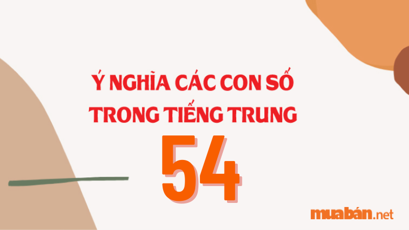 Trong tiếng Trung, ý nghĩa con số 54 được cho xấu, không tốt đẹp. Trong văn hóa của người Trung Quốc thì con số này cũng được phân tích từ ý nghĩa của 2 con số là 5 và 4. Trong đó số 5 được đọc là Ngũ – mang ý nghĩa Sinh. Số 4 được đọc là "Tứ" - với ý nghĩa là Tử. Từ đó, con số 54 được luận theo tiếng Trung nghĩa là Sinh ra là chết. Đây quả thực là một ý nghĩa hoàn toàn xấu. Do đó, số 54 được xem là con số hung