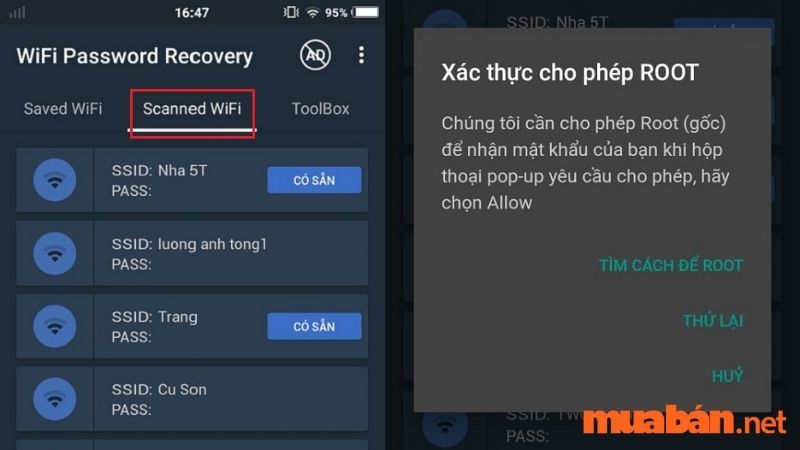 Xem được pass wifi