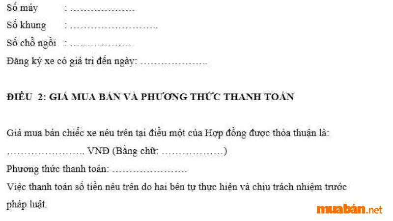 Điều 2: Giá bán và phương thức thanh toán