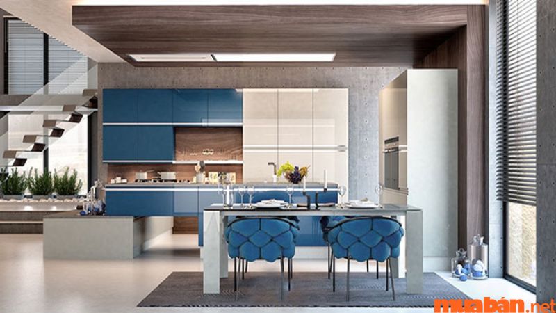 Một số mẫu thiết kế nhà bếp sử dụng màu xanh dương
