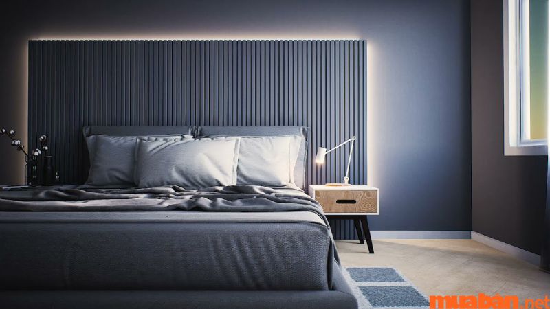 Màu xanh dương giúp phòng ngủ đơn giản, thoáng mát nhưng không kém phần sang trọng