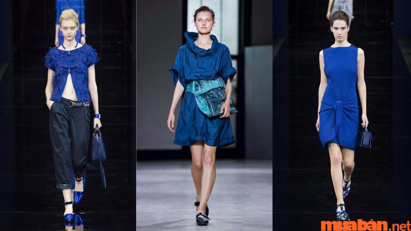 Thiết kế thời trang nữ sử dụng màu xanh dương rất thanh lịch, nhã nhặn