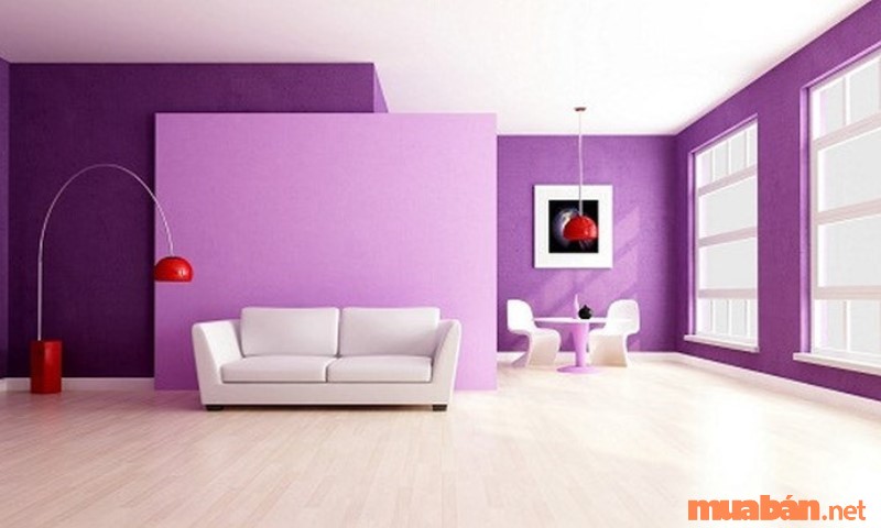 Bạn có thể ứng dụng màu tím pha với màu be trong các thiết kế nội thất.