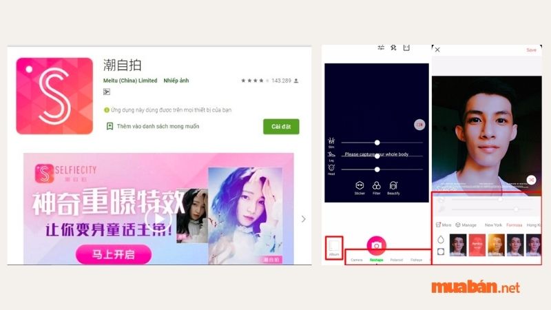 App chỉnh ảnh Trung Quốc dễ thương Tide Selfie (潮自拍)