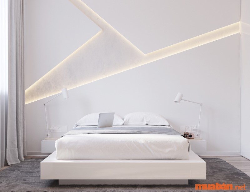 Thiết kế phòng ngủ theo phong cách tối giản màu trắng