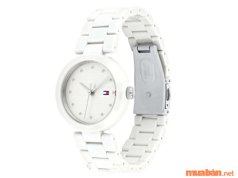 Đồng hồ của hãng nổi tiếng Tom Hilfiger màu trắng.