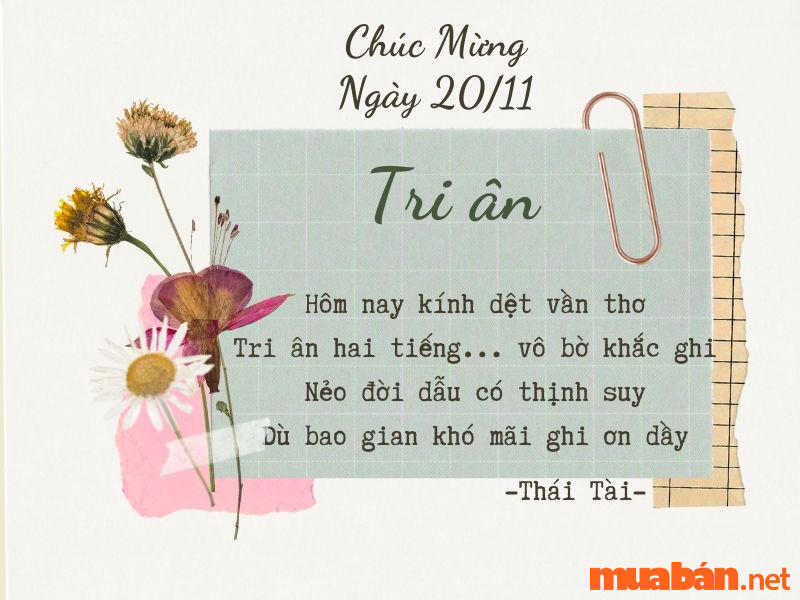 Bài thơ chúc 20/11 ý nghĩa