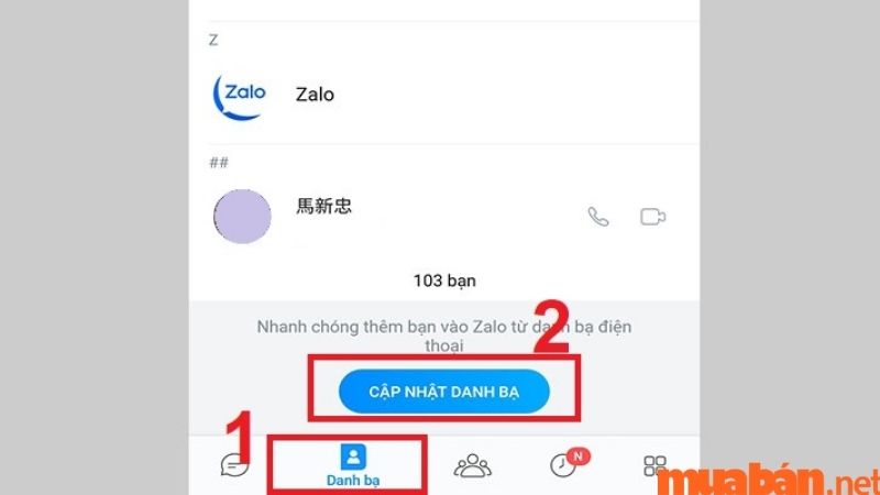Bước 2 đổi tên danh bạ và đồng bộ hóa với Zalo.