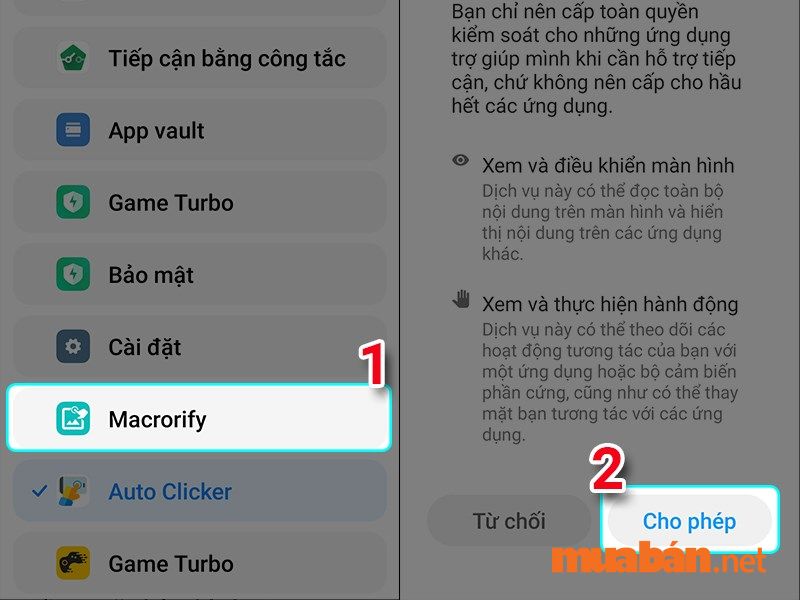 Bạn cấp quyền để Macrorify có thể hỗ trợ câu cá auto trong Play Together