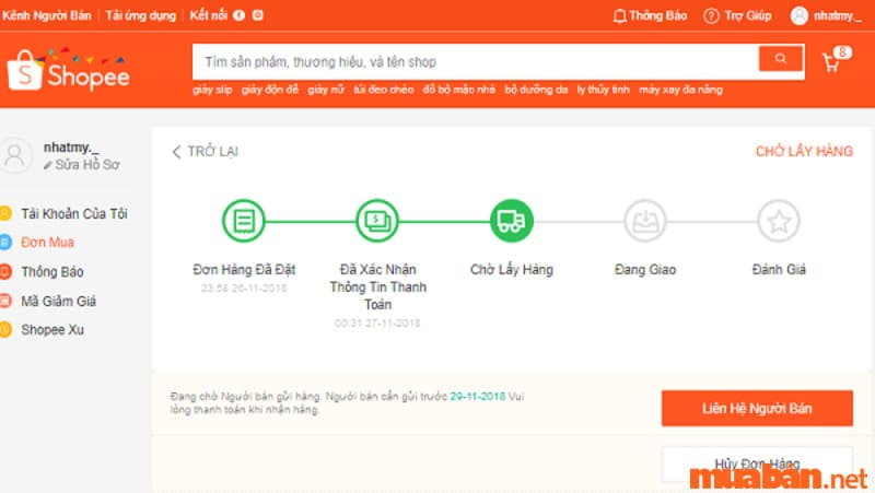 hủy đơn hàng đã thanh toán trên Shopee