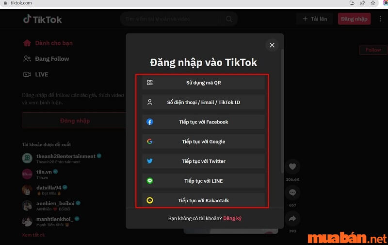 Mở máy tính của bạn, đăng nhập TikTok.com