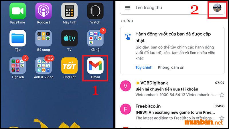 Bước 1: Vào ứng dụng Gmail trên iphone