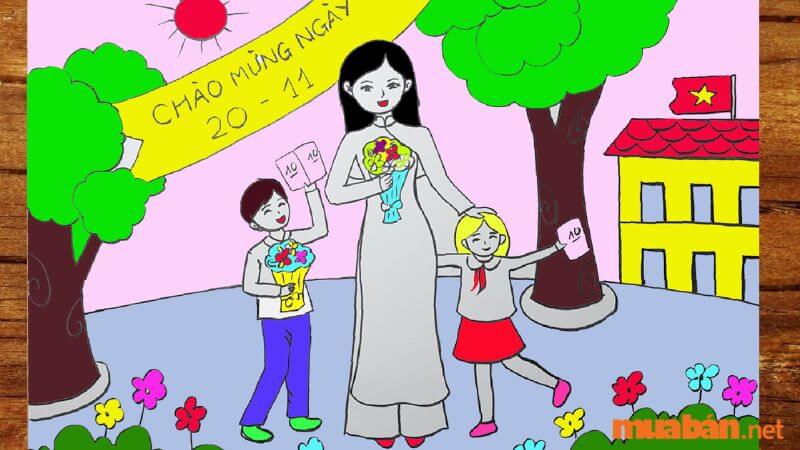 SGK Mĩ Thuật 5  Bài 11 Vẽ tranh  Vẽ tranh đề tài ngày nhà giáo Việt Nam  20  11
