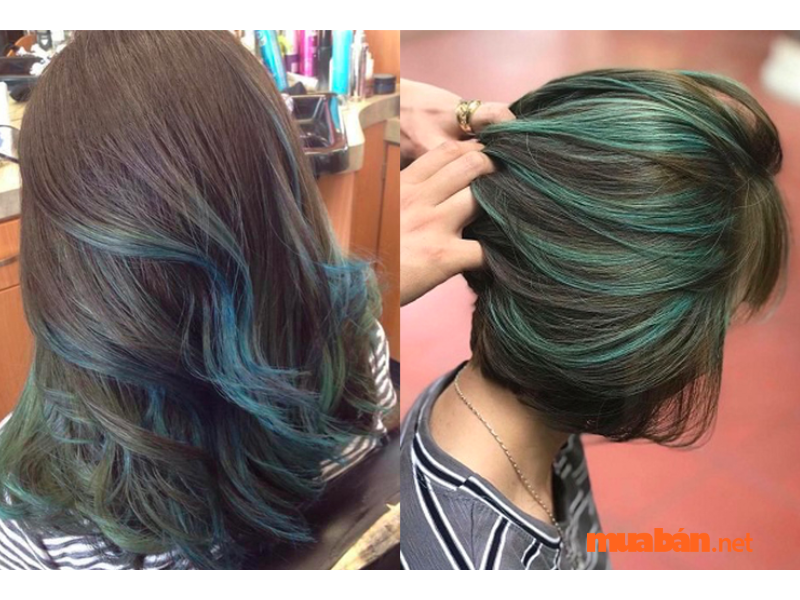 Kiểu tóc nhuộm highlight xanh rêu cực kỳ tôn da, đảm bảo gây ấn tượng cho crush từ lần gặp đầu tiên