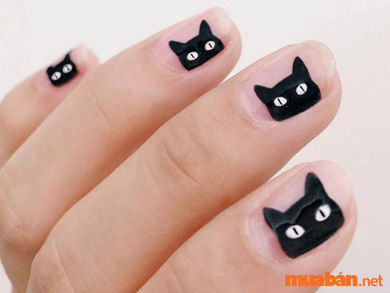 Phá cách với mẫu nail mèo đen vừa tinh nghịch vừa đáng yêu