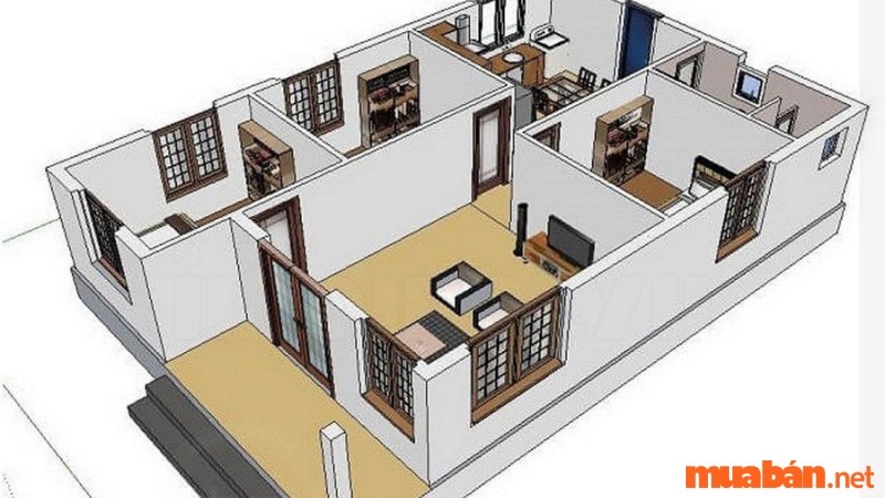 9 mẫu thiết kế nhà 1 tầng 3 phòng ngủ