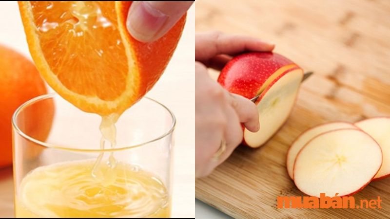 Sơ chế cam và táo