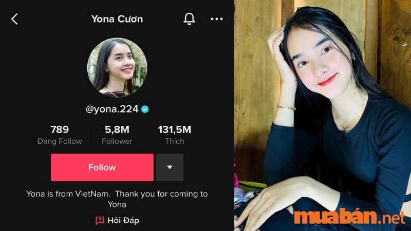 Top 47 TikToker Việt Nam - Yona Cươn