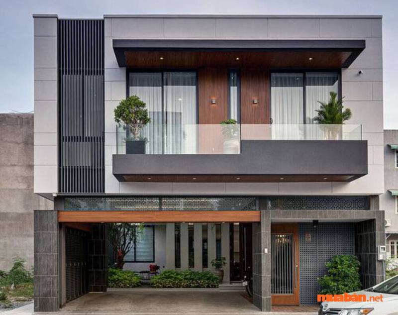 Kết hợp tinh tế giữa gam màu đen và trắng giúp mẫu nhà phố đẹp 2 tầng càng thêm hiện đại