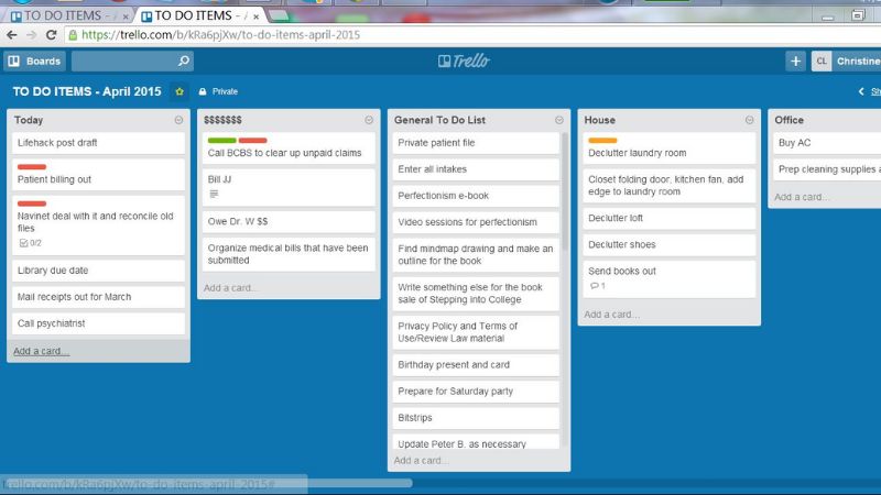 Giao diện màn hình làm việc của Trello