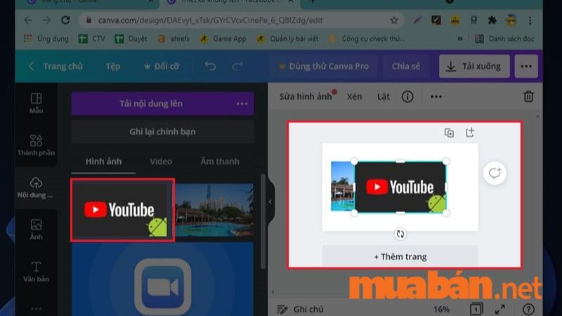 Đưa ảnh vào khung chỉnh sửa trên Canva