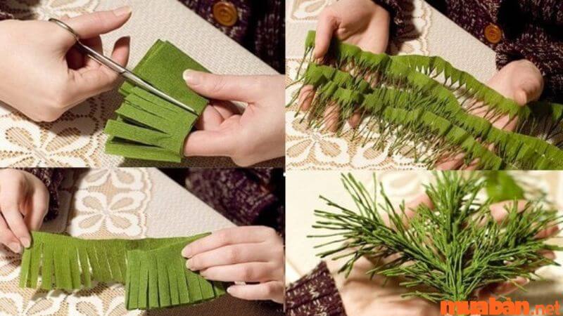 Cách làm cây thông Noel bằng giấy nhún
